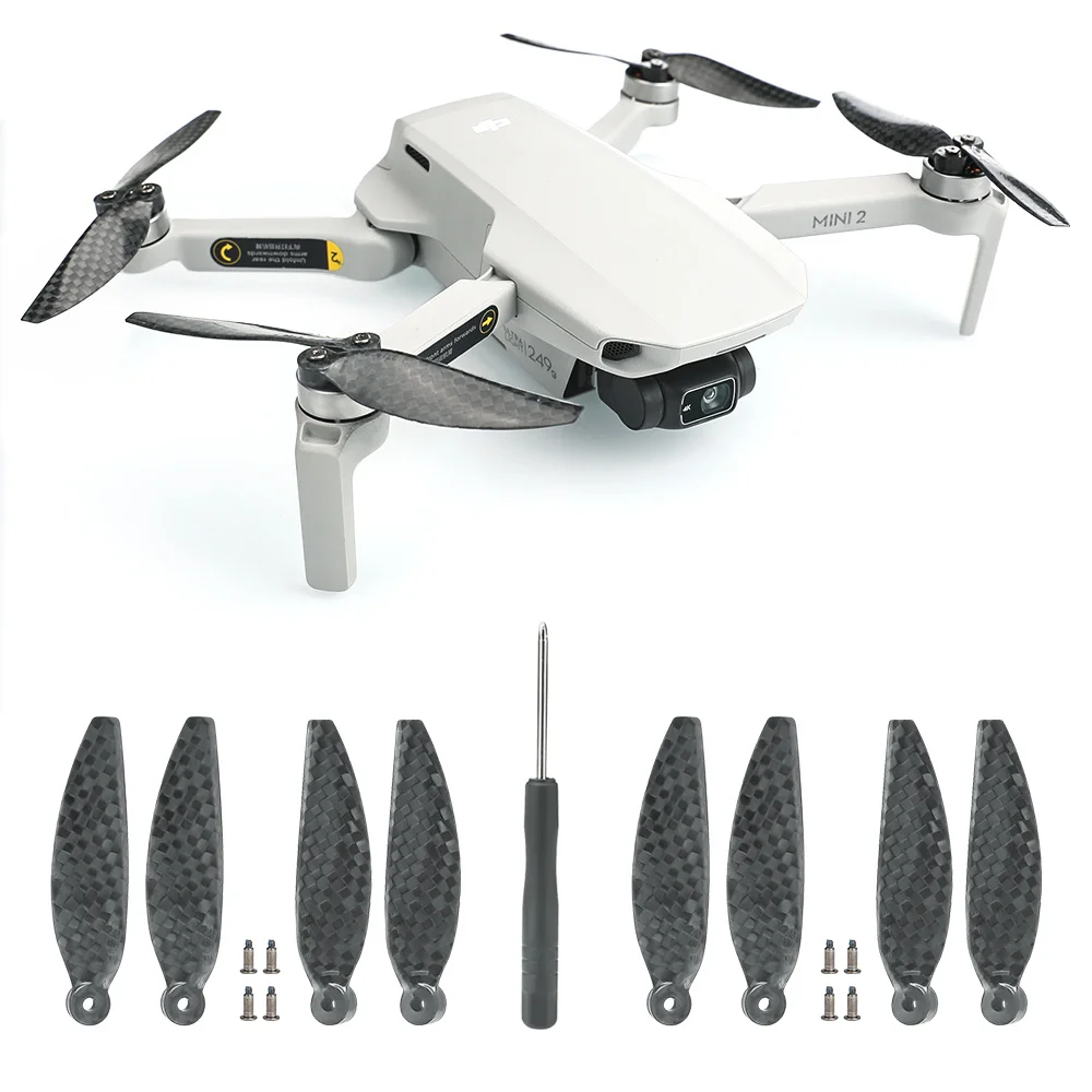 DJI Mini 2 Drone Carbon Fiber Propeller Accessories Parts Quick Release Props Blades With Screws