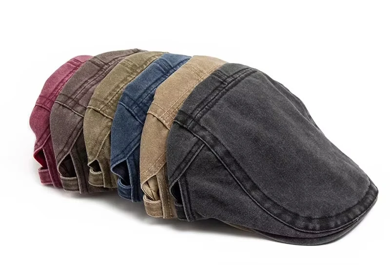 Heißer Verkauf Vintage Maler-Baskenmütze Unisex Mode Flache Schirmmütze Lässige Herbst Retro Baumwolle Einfarbige Newsboy-Mütze Sommer Verstellbar – Detail 1
