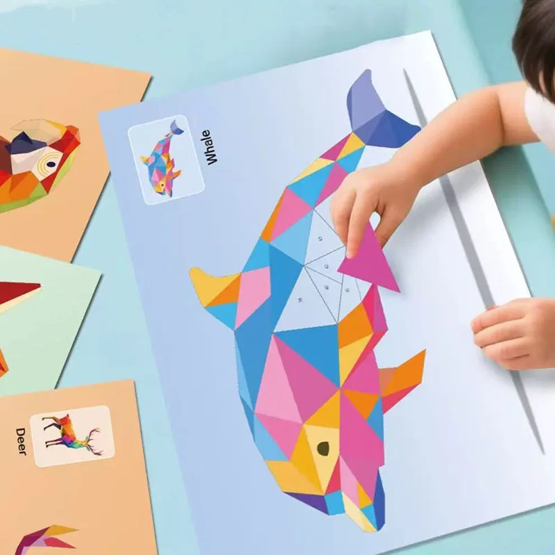 6 Theme DIY Creative 3D Puzzle Art Set Puzzle Digital Sticker Puzzle Animal Cognitive Training Enlightenment Toy Stickers