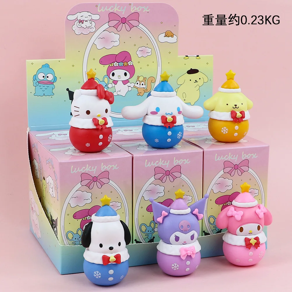 Sanrio figuras de juguete para niños, muñeco de nieve, vaso, adorno decorativo, regalo de Navidad, HelloKitty, Cinnamoroll, Kurumi, My Melody