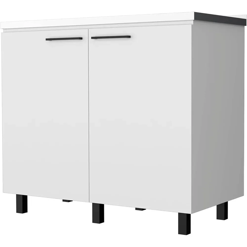 2-komorowa szafka pod zlew z półką |   Blat aluminiowy, stylowy i funkcjonalny do kuchni lub pralni