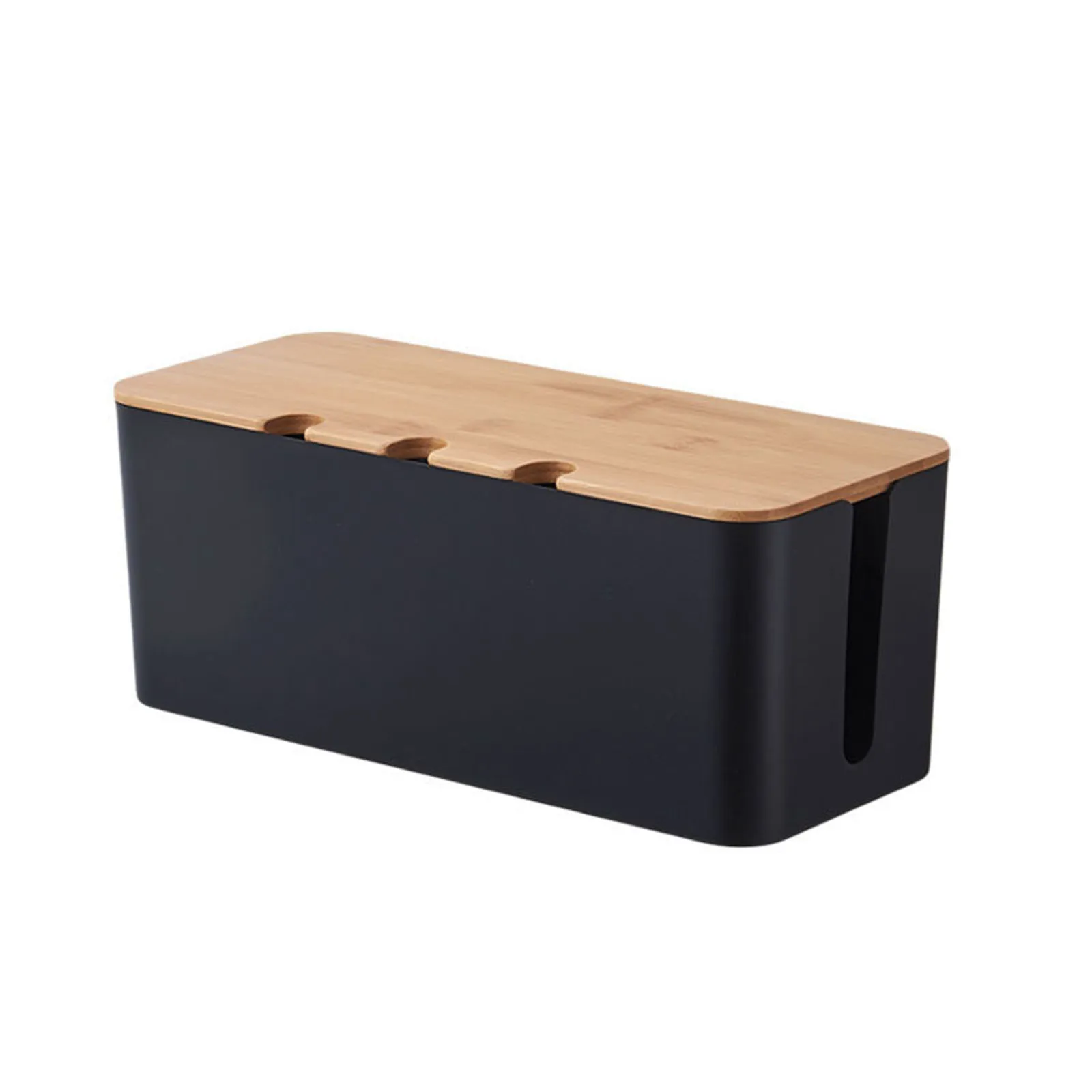 Grote kabelbeheerbox – houten snoerorganizer en hoes voor tv-draden, computer, USB-hub en stekkerdoos onder bureau –