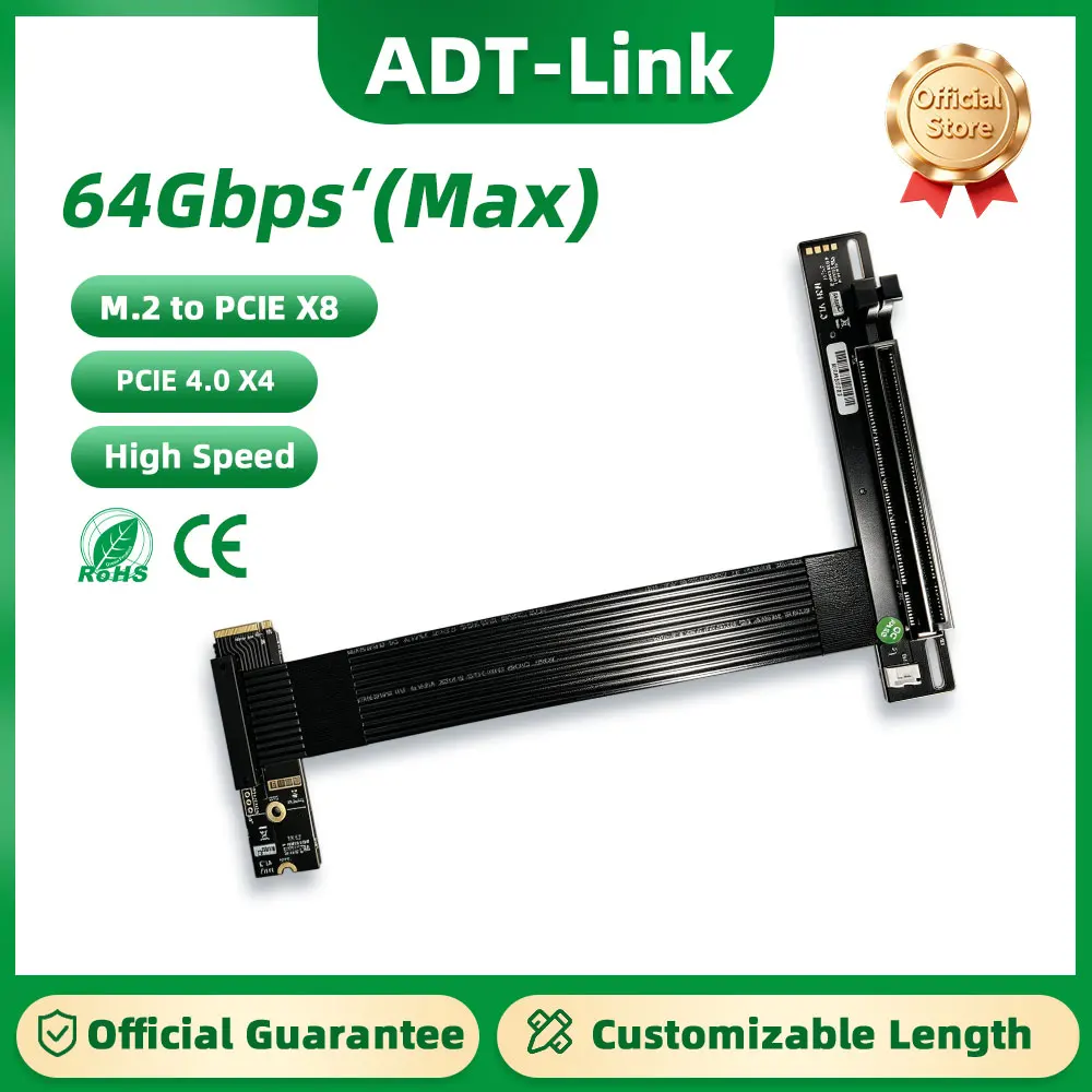 ADT-Link NVMe to PCIe X16 Graphics Card Extension Cable PCIE 4.0 X4 Full Speed Adapter M.2 Interface Desktop GPU Riser