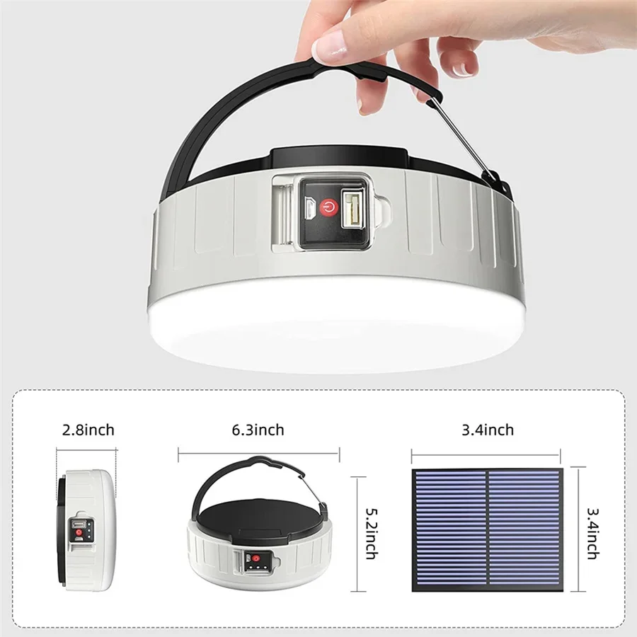 Luz Led Solar para acampar al aire libre, Banco de energía recargable por USB, luces de emergencia para el mercado nocturno, tienda de campaña impermeables para lámparas portátiles, nuevo