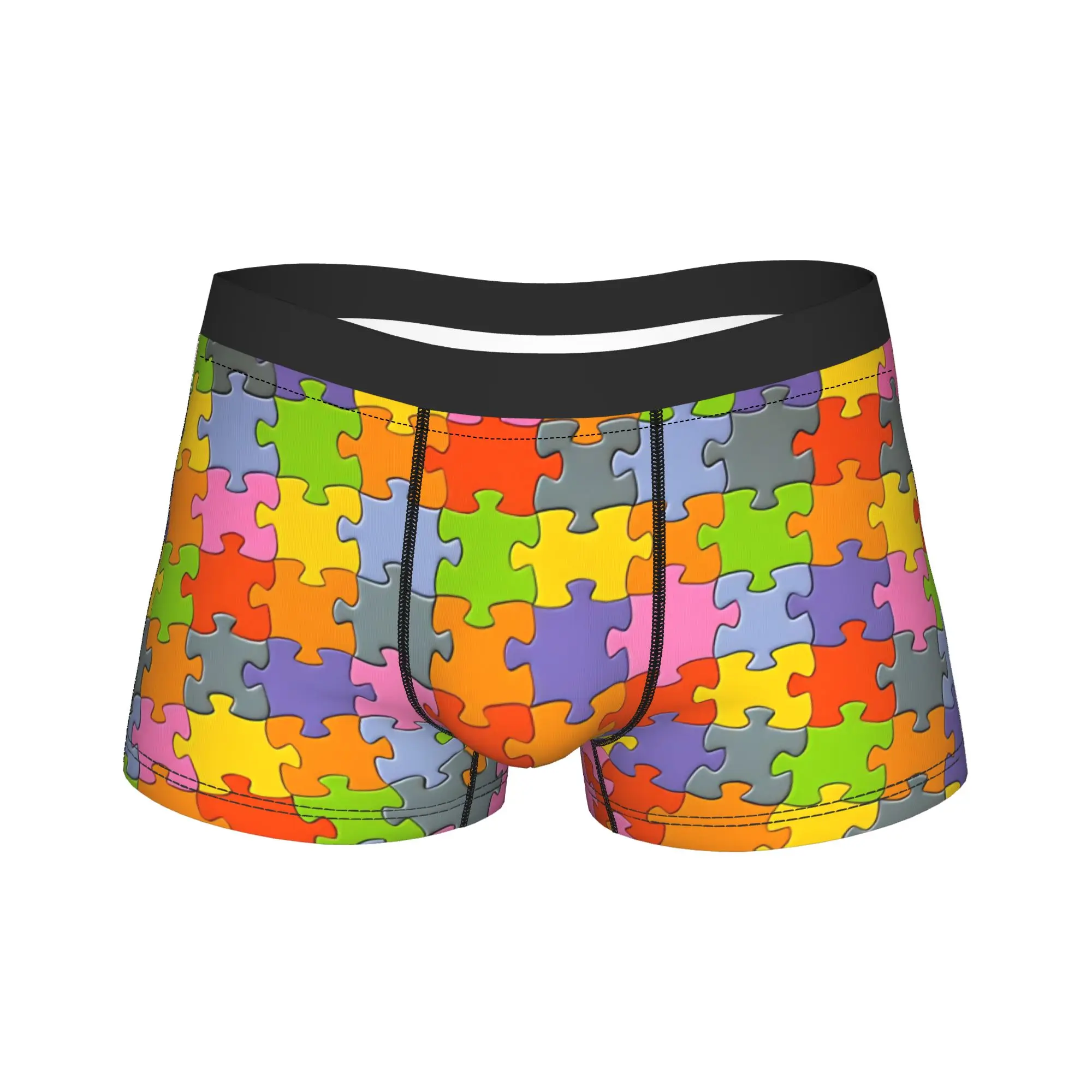 

Colorful Jigsaw Puzzle Underwear Breathable Panties Pattern Boxer Brief For Men Pouch Large Size Boxershorts