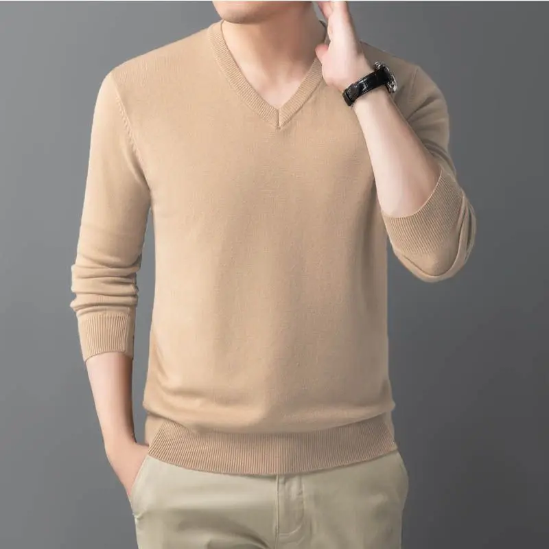 

Men's V-Ne Knitwear Casual Long Sve Overhead Spring Autumn Busin Sle Comfortable Polyester Fiber High Street Faion