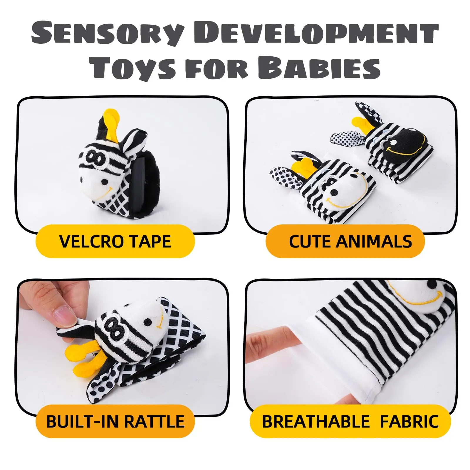 Baby Wrist Rattle Socks and Foot Finder Set, Perfect Baby Toys for 0-12 Months Newborn Boys and Girls As Shower Gifts