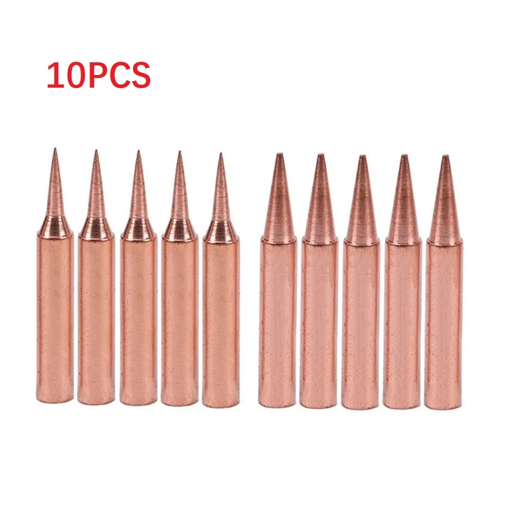 10pcs Copper Soldering Iron Tips 900M-T-B 900M-T-I Welding Tips Lead-free Solder Tip For Saike 936 852d+ Soldering Station