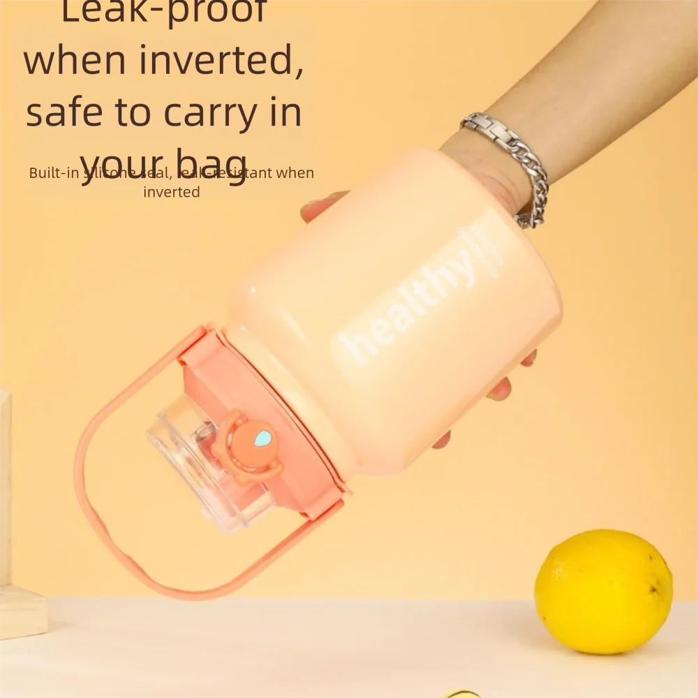 

Creative Stainless Steel Vacuum Thermos Cup Adjustable Strap Large Capacity Insulated Cup with Handle Bouncing Kettle Outdoor