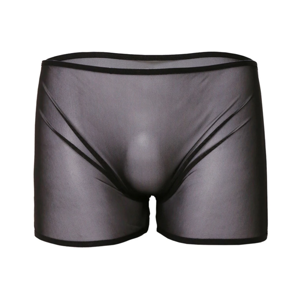 

Sexy Men's See-through Boxer Briefs Sheer Mesh Transparent Pouch Boxer Shorts Underwear Solid Breathable Panties Lingerie