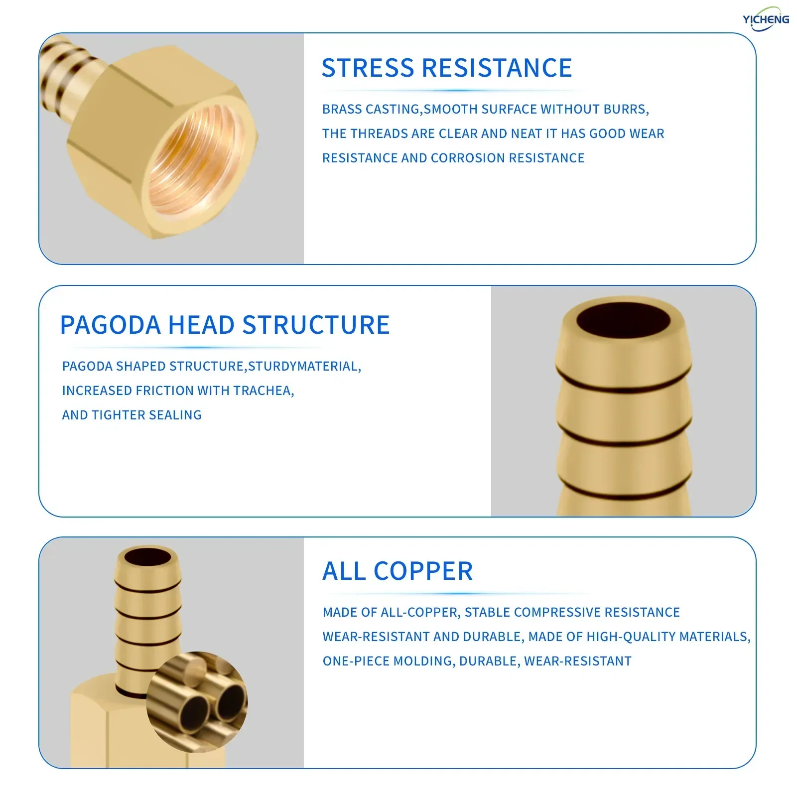 OD 6 مللي متر-12 مللي متر خرطوم نحاسي مناسب 1/2 بوصة محول لولبة داخلية (عبوة من 5) تأتي مع 5 مشبك خرطوم #4