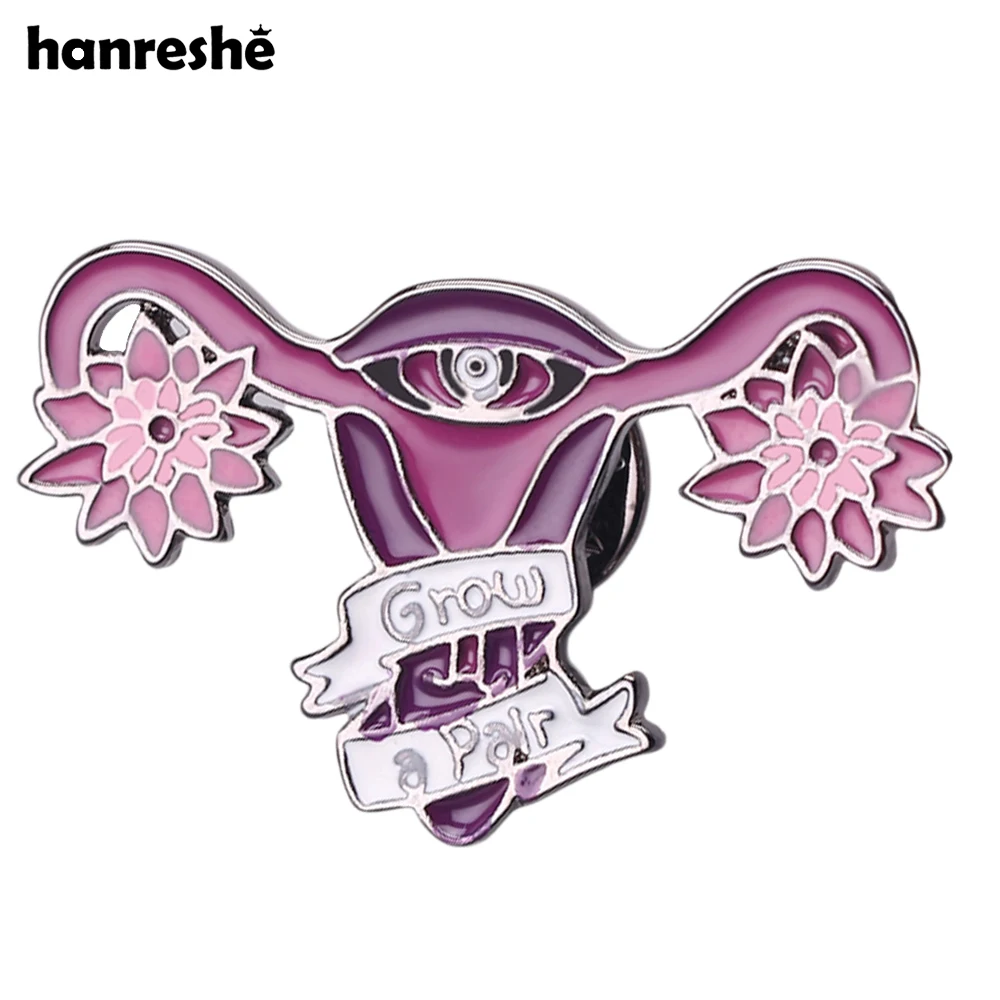 Hanreshe Flower Uterus Enamel Brooch Medical Gynecology Pin Women Girls Backpack Lapel Badge Feminism Jewelry