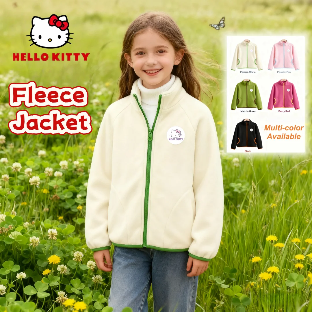 مرحبا كيتي الاطفال جاكيت من الصوف الخريف الشتاء الدفء حفظ أفخم بطانة ملابس خارجية لون الحلوى مقاومة البرد سترة سترة