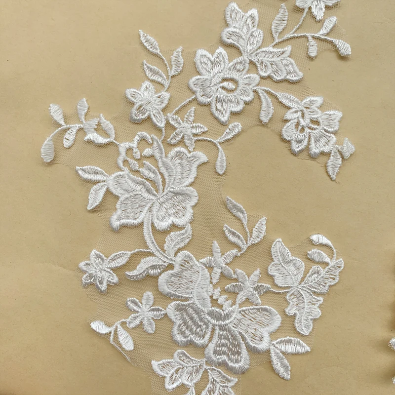 Schwarzer Rayon-Spitzenstoff, Spiegelblumen-Hochzeitsschleier, Kinderbekleidung, Applikations-Nähzubehör, RS4175, 10 Stück, 5 Paare – Detail 11