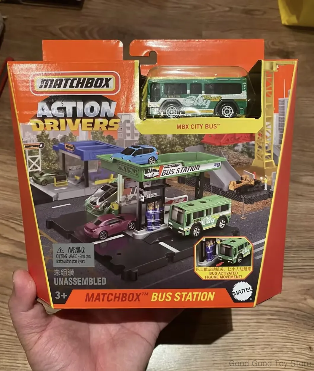 Genuine Matchbox Action Drivers Bus Station Playset Connectable Trigger Mechanism City Bus Model Cars Road Scene Collection Toys