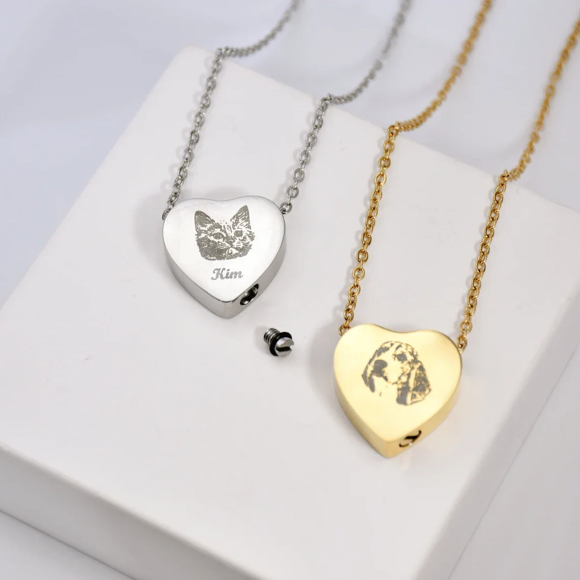 Custom Engraved Stainless Steel Cremation Jewelry Teardrop Pendant With Chain Heart Urn Pet Loss Urn Necklace Memorial Gifts