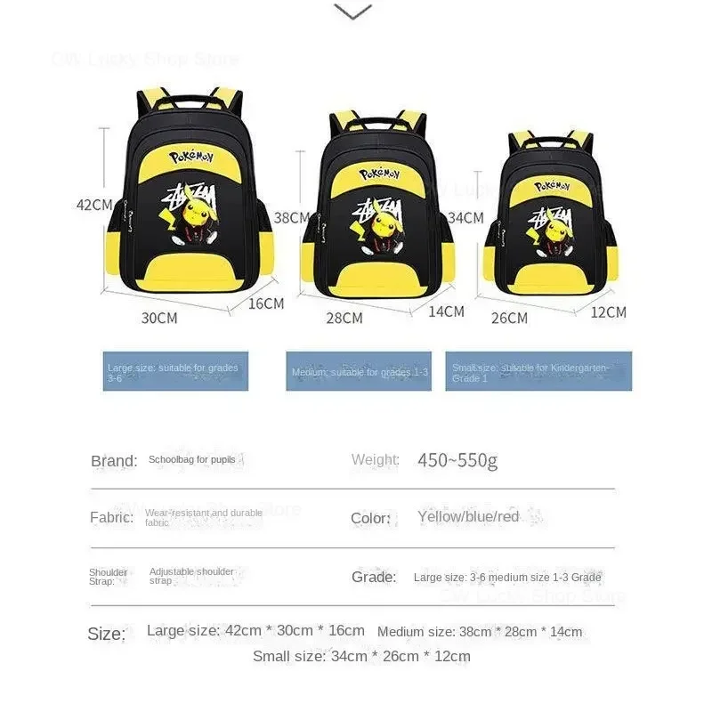 Pokemon Pikachu Tornister do szkoły podstawowej Cute Cartoon Oxford Chłopcy Plecak dziecięcy Space Schoolbag Wodoodporna, oddychająca torba