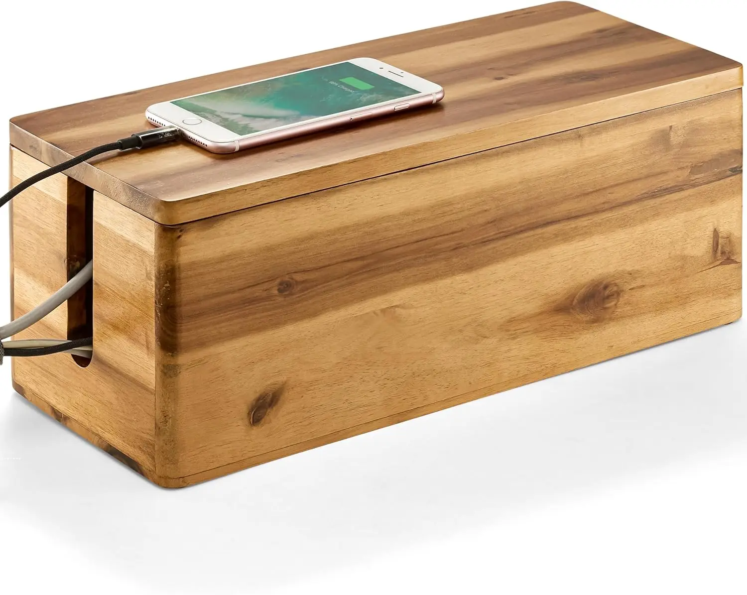 

Деревянный органайзер для кабелей 16 дюймов с закругленными краями для скрытия проводов под столом, в офисе и под роутером