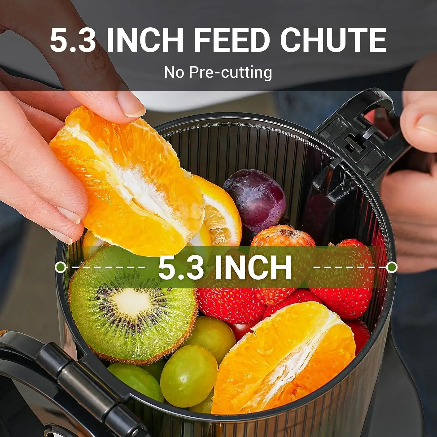 Self-Feeding Masticating Juicer Fit Whole Fruits & Vegetables, Cold Press Electric Juicer Machines with High Juice Yield, Easy C