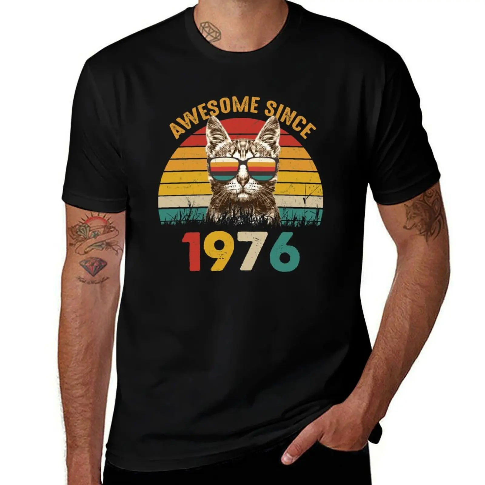 

Copy of Awesome Since 1976 Funny Cute cool Cat with shades T-Shirt sublime plus size clothes T-shirt men