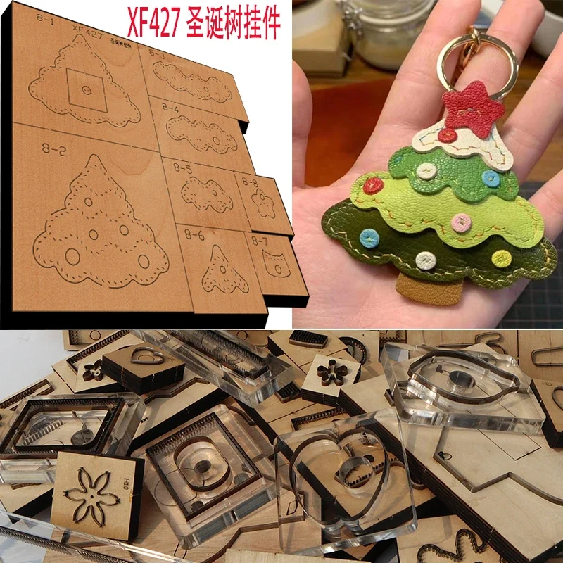 Handmade Wooden Die Christmas Tree Ornament Leather Craft Punch Hand Tool Cut Knife Mould XF427 Leather Tools