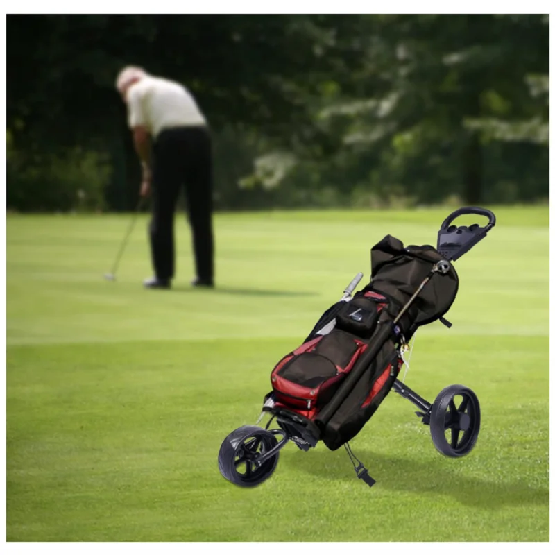 Golf Push Pull Cart 3Wheels Folding Golf Push Cart with Scoreboard Adjustable Straps Lightweight Aluminum Push Pull Golf CART