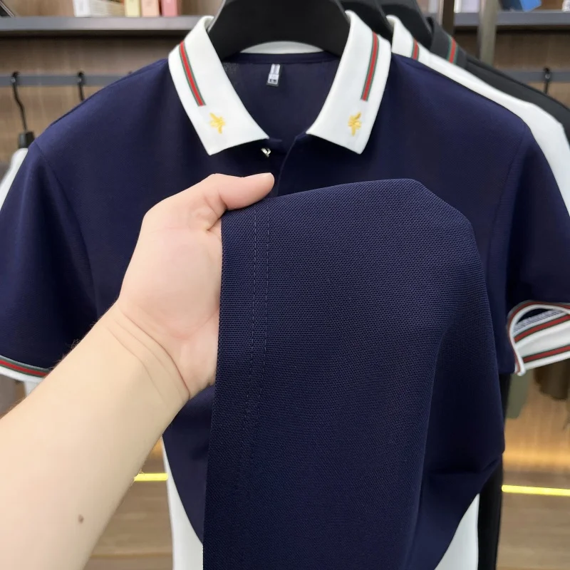 Luxusmarke Kurzarm Herren POLO Shirt Mode Boutique Bienenstickerei Design Neue Tops Sommer Freizeit Komfort Atmungsaktives T-Shirt – Detail 18
