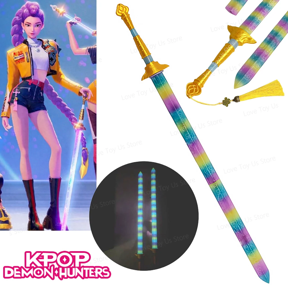Rumi Spada Kpop Demon Hunters Accessori per costumi cosplay Luci Spada colorata Donne Gioco di ruolo Braccia Puntelli Regali per feste di Halloween