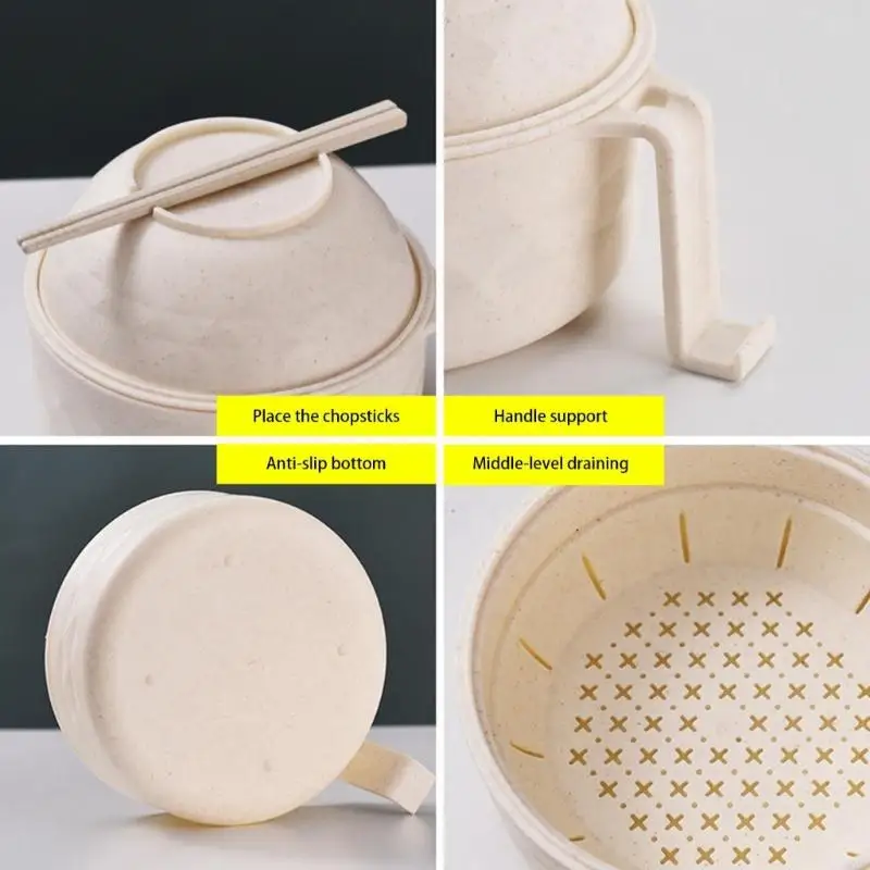 Recipiente apto para microondas D08D con tapa y colador para cocinar en microondas sin esfuerzo sopa ramen y más platos