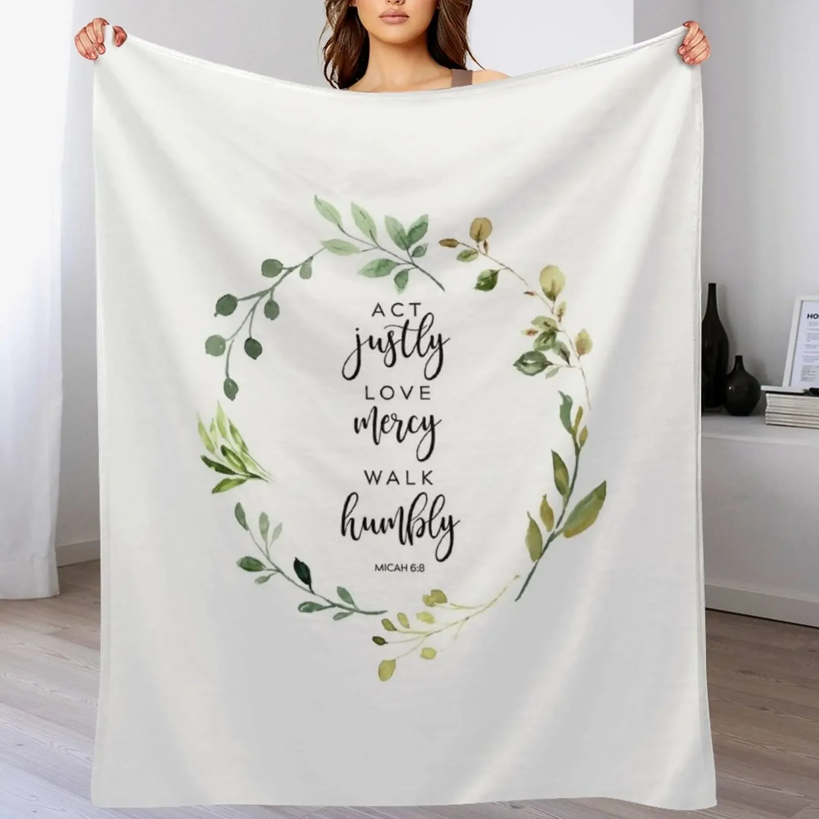 

Act Justly Love Mercy Walk Humbly Throw Blanket Vintage Multi-Purpose Quilt Luxury St Blankets