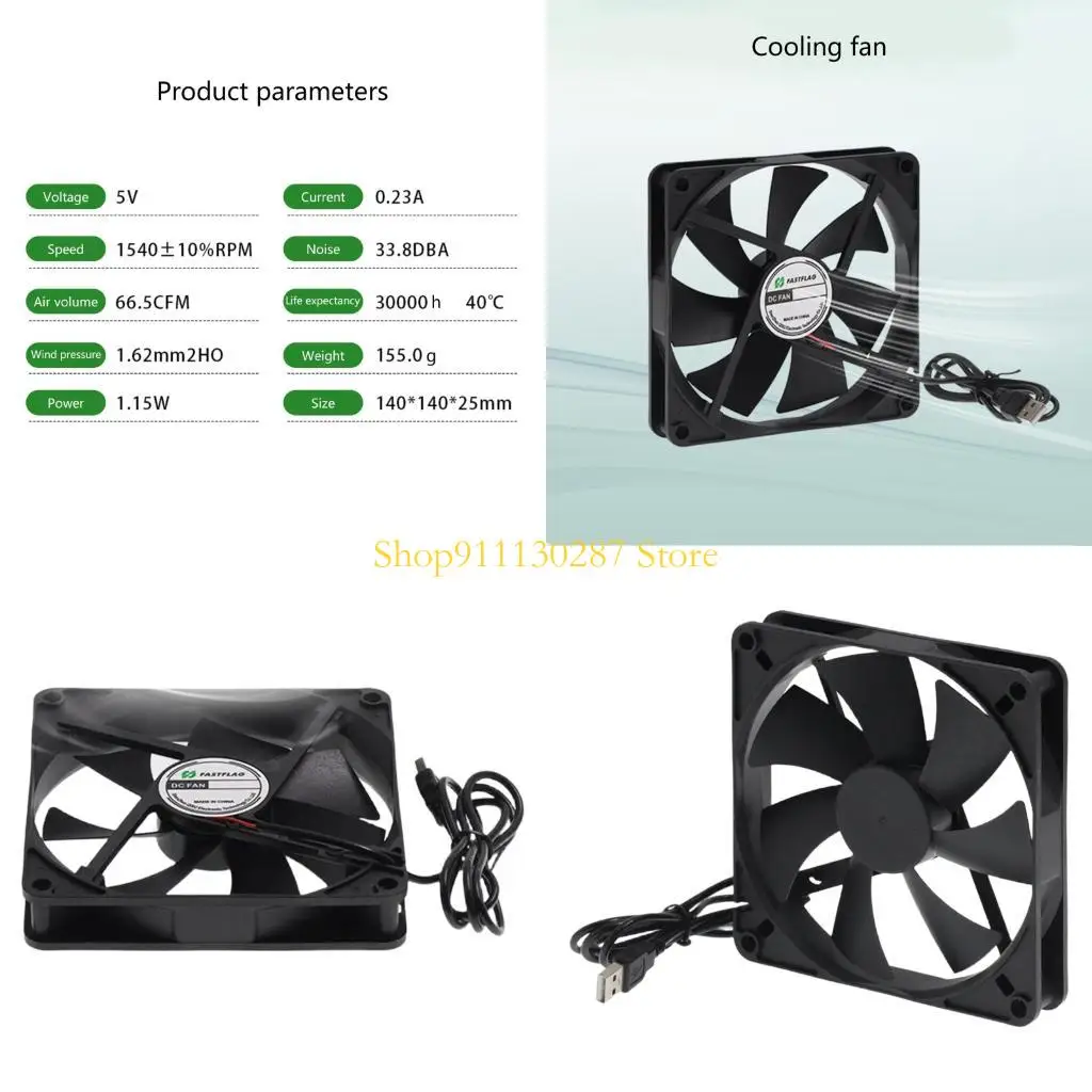 

J1HC Industrial 14025 5V Quiet Cooling Fan Ball Bearing USB Power Fan Efficient