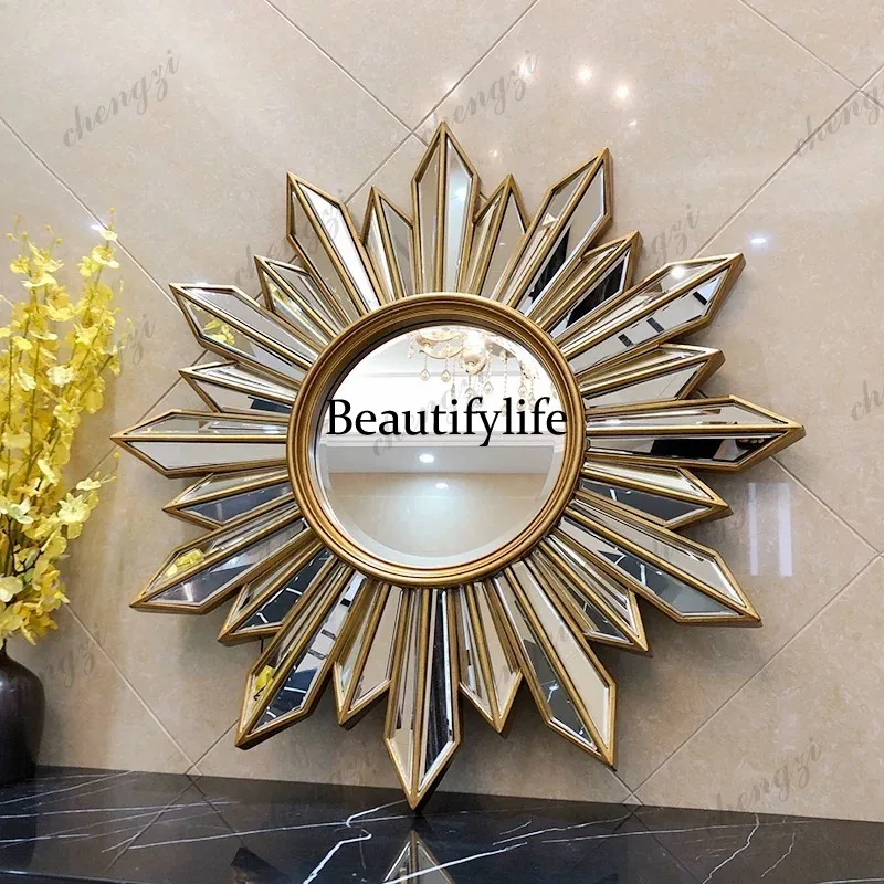 American luxury decorative mirror wall hanging art decorative background wall entrance fireplace hanging mirror