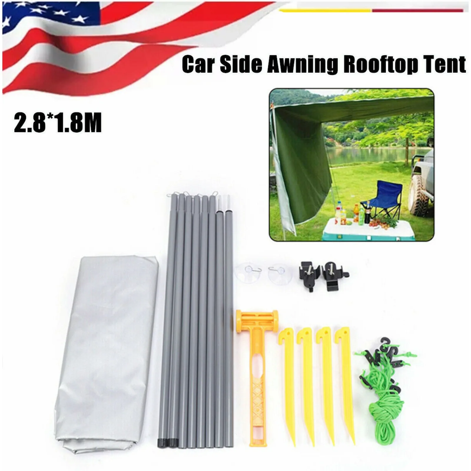 US Car Tent Awning Rooftop SUV Truck Shelter Camping Travel Outdoor Sunshade Canopy