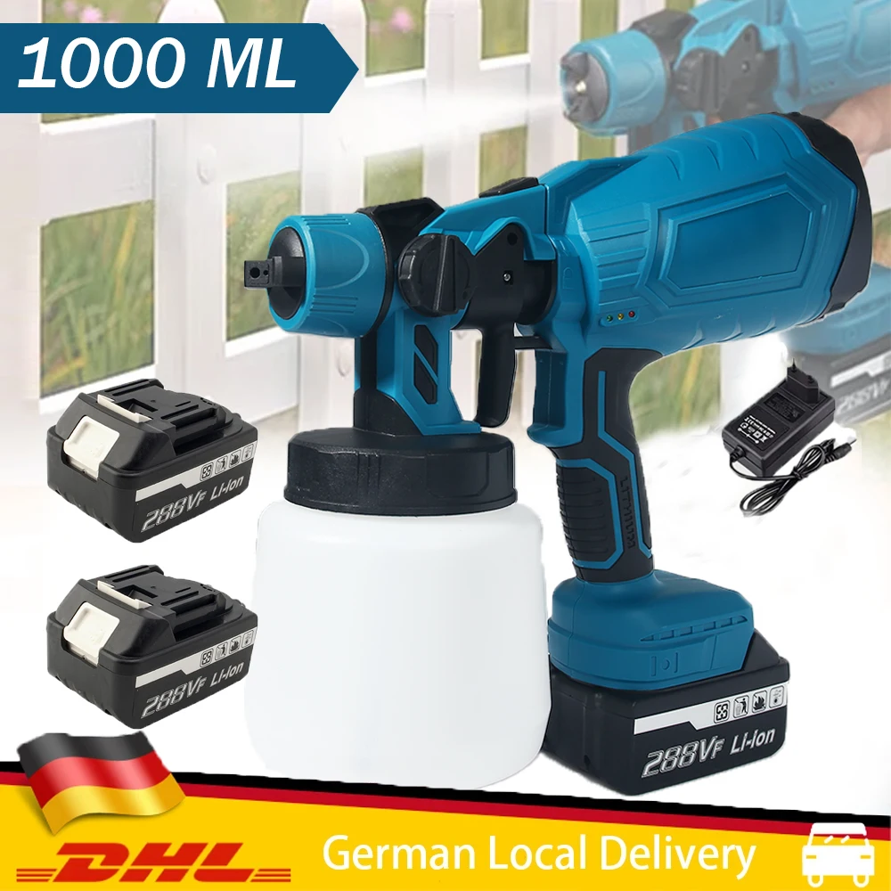 Makita – pistolet de pulvérisation électrique sans fil 1000W, pulvérisateur de peinture HVLP, aérographe à revêtement en acier automatique, pistolet de pulvérisation haute puissance pour batterie 18V