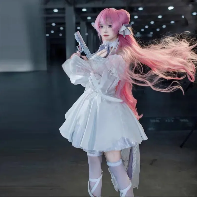 

LQNikke Богиня Победы Дороти Косплей Костюм парик Дороти Женское Милое Белое Платье Униформа Хэллоуин Карнавальный Костюм Партии