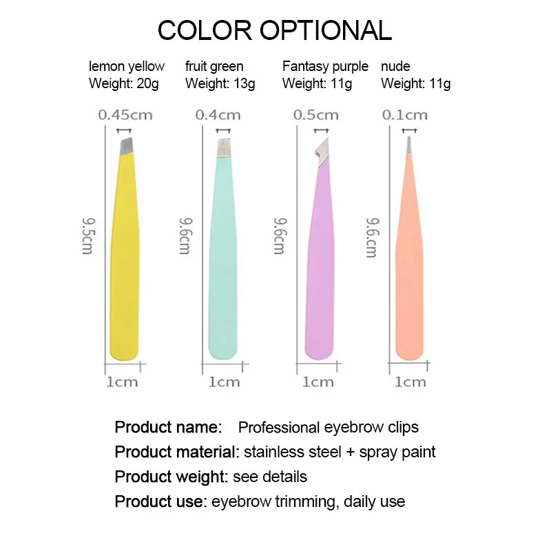 1PC Eyebrow Tweezers Hair Slanted Puller Stainless Steel Eye Brow Clips Hair Removal Makeup Tool Slant Tip Eyelash Tweezers