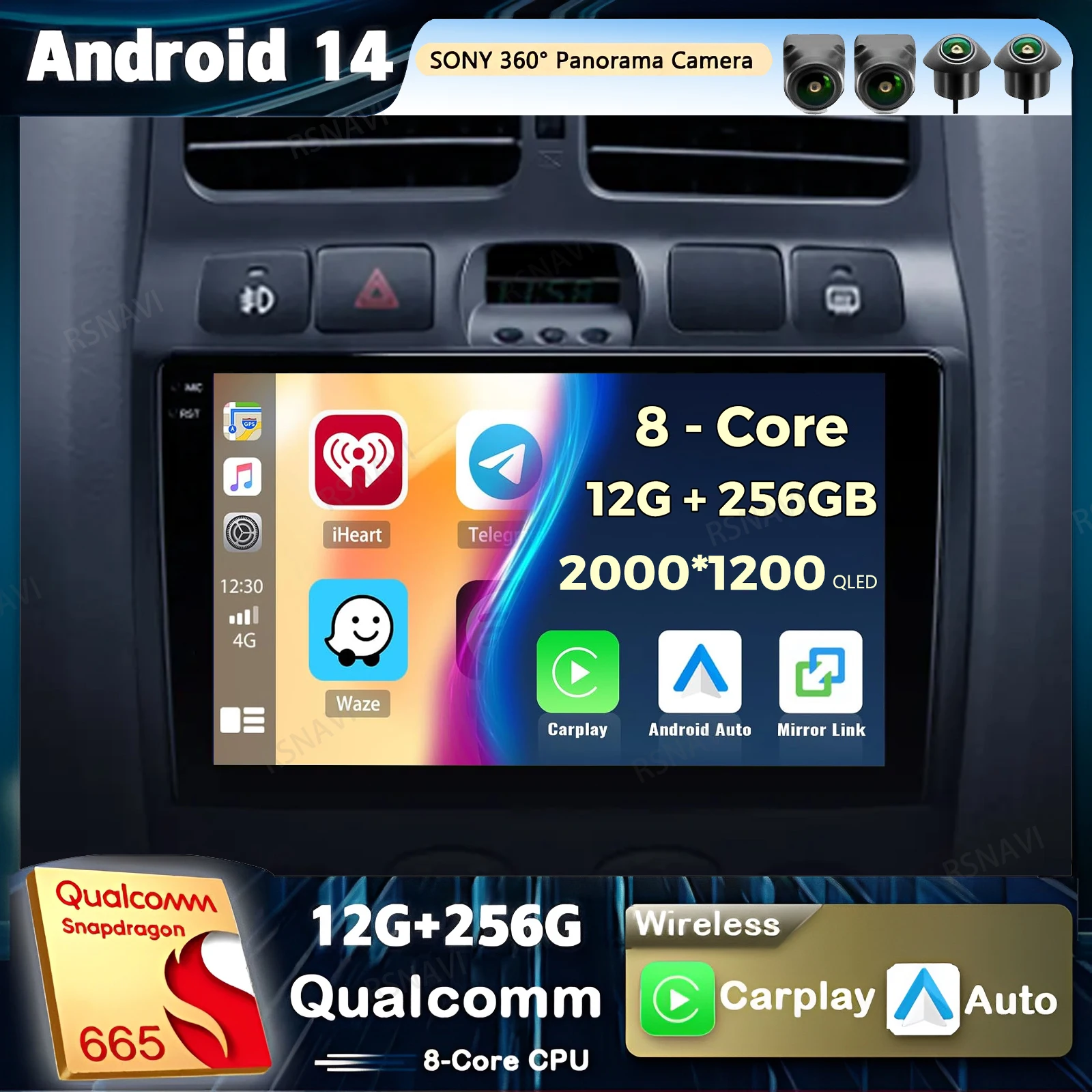 

Автомобильное радио Android 14 Carplay для Hyundai Santa Fe SM 2000-2012 для JAC S1 (Rein) 2007-2013, мультимедийный видеоплеер, GPS, стерео