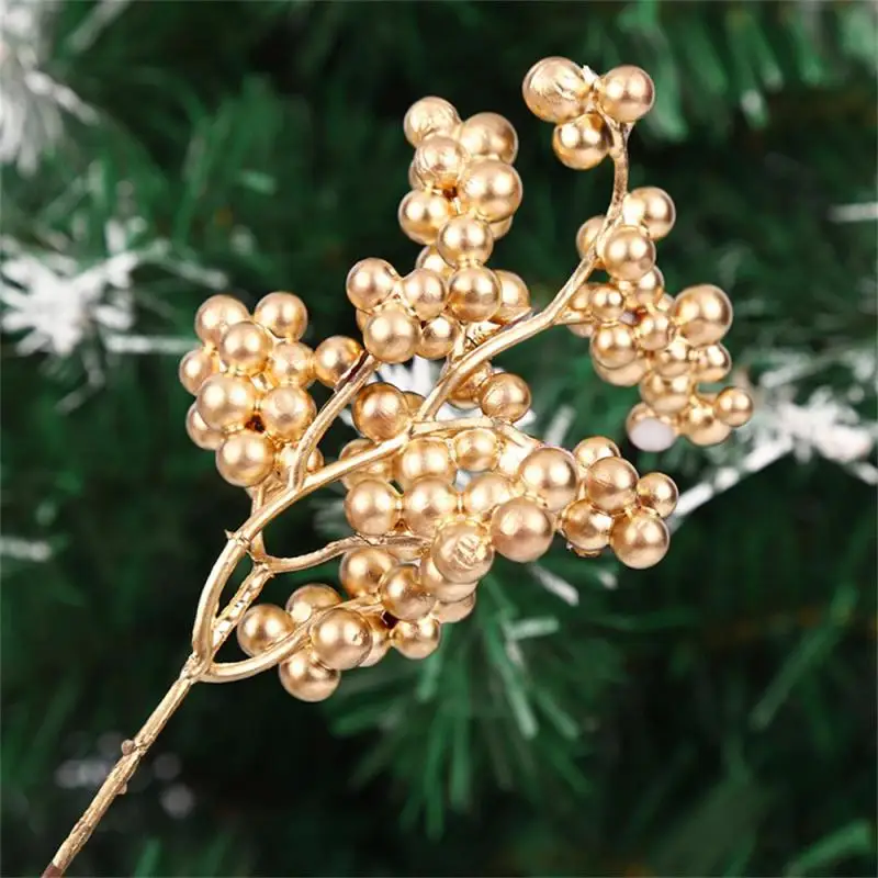 Durable Artificial Flowers Concise Red Berry Branch Convenient Christmas Fruit Plug-in Christmas Decorations Easy To Hang Wreath