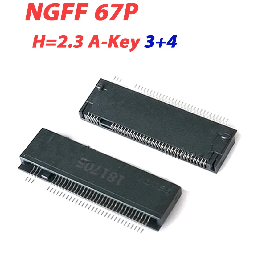 2Pcs m.2 Conector 67P  Chave Ngff interface Soquete SSD Soquete H = 2.3 Slot Ngff Soquete Quente Novo A/B/E/M-Key