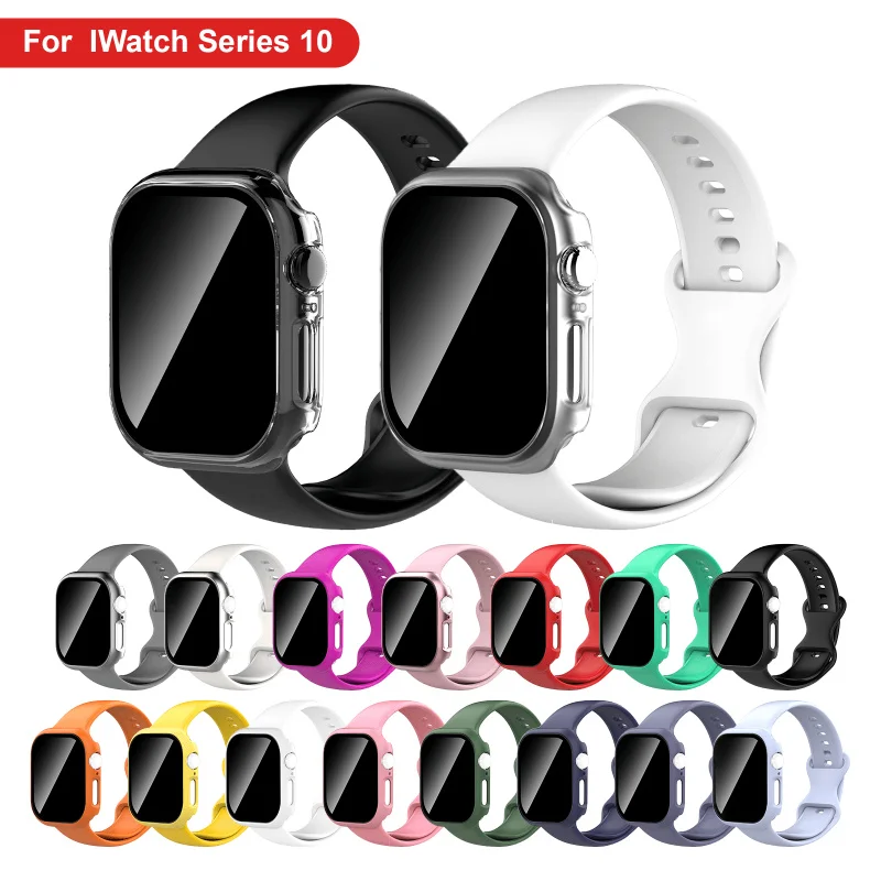 2pc,For Apple Watch Case+Strap+Screen Protector Set For Iwatch S1-S12/SE 38/40/41/Series10-12 42mm/42/44/45/46/49mm Smartwatch