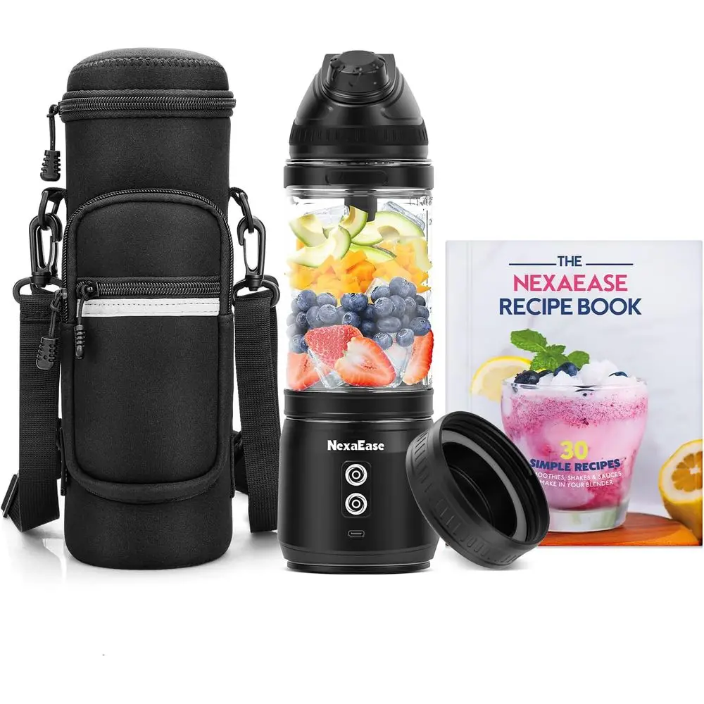 

24oz Travel Blender with Insulated Case, Recipe Book, USB-C Charging & Travel Lid