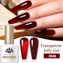 BORN PRETTY Red Jelly Transparent Nail Gel 10ML Pink Nude Color Soak Off Gel Nail Polish for Manicure Design At Home Salon DIY