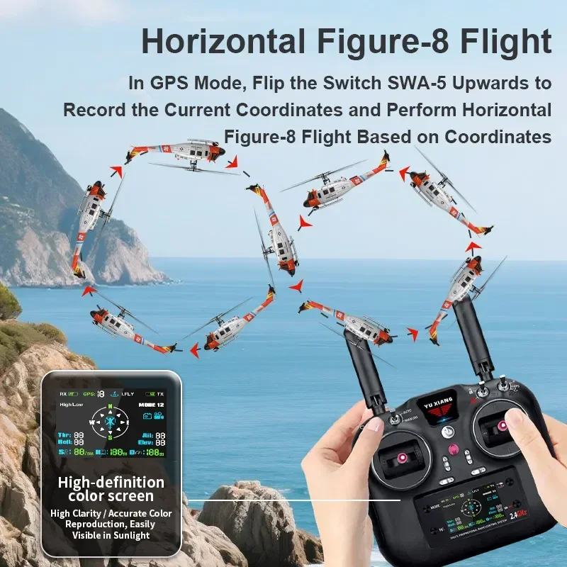 YUXIANG F07S Elicottero telecomandato UH-1 Elicottero senza spazzole con fotocamera Gps Ritorno automatico + flusso ottico Altezza fissa