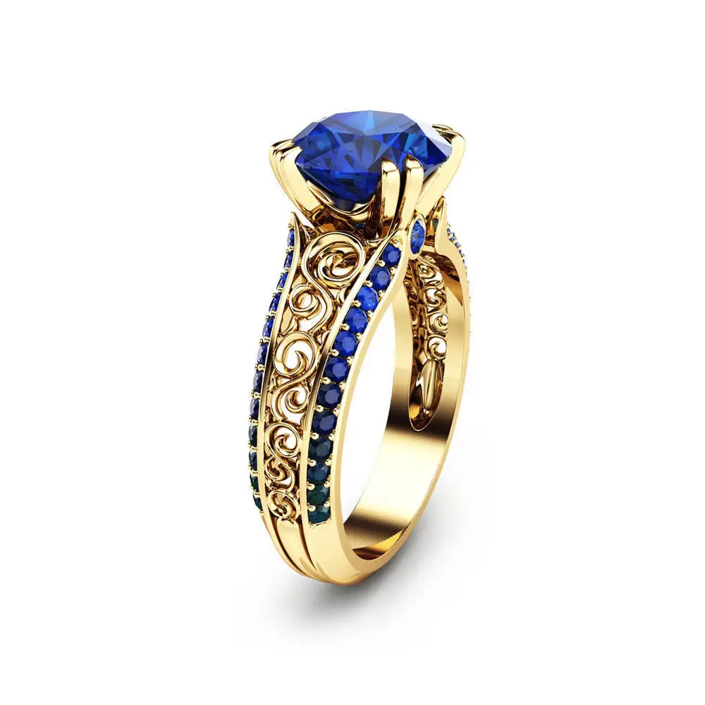 Blue Sapphire Flower Rings 18K Gold Finger Wedding Peridot Anillos De Gemstone Ruby 1carat Dainty Cirle Rings for Women