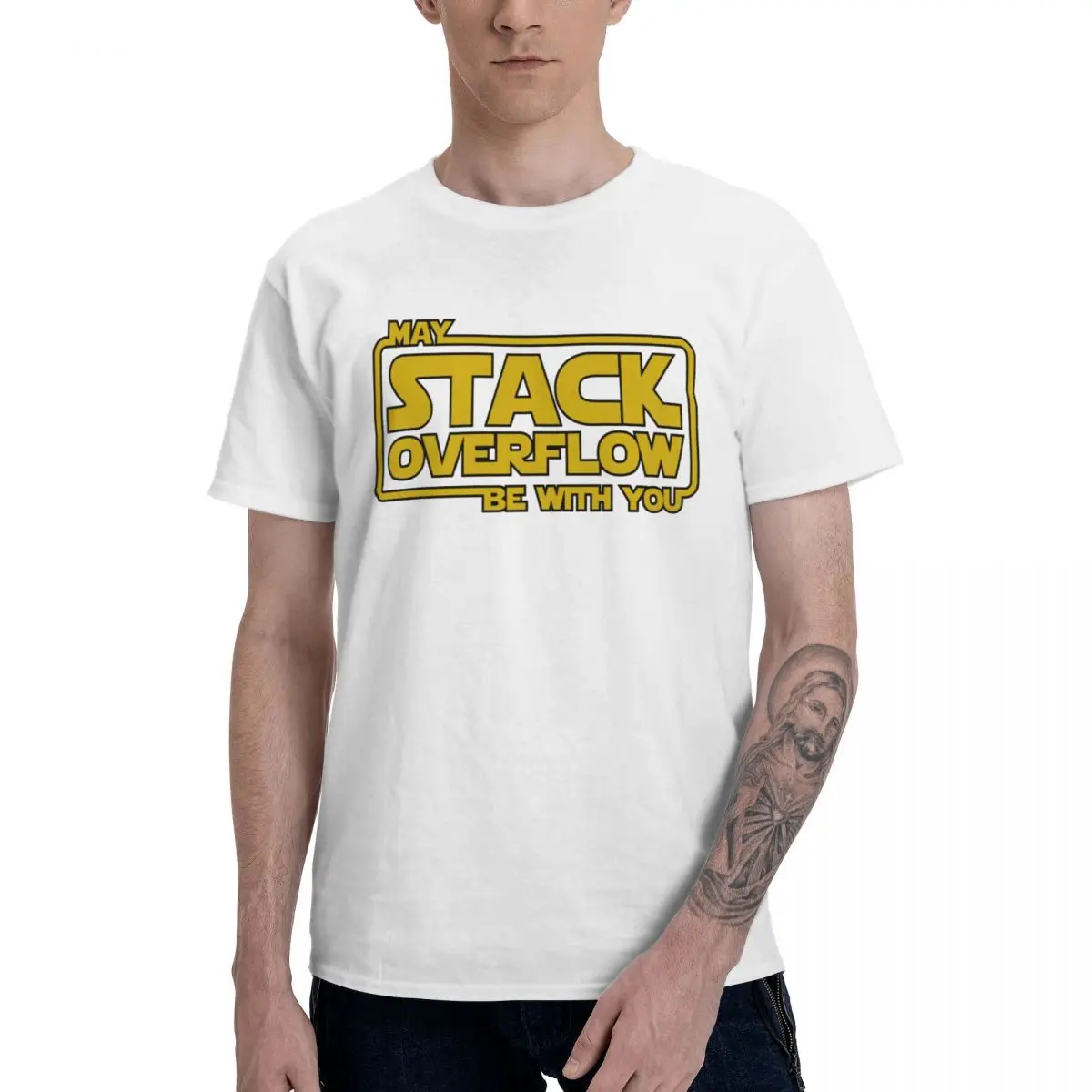 Fashion Stack Overflow With You T-Shirts 100% Cotton Round Neck Men T Shirts Short Sleeve Oversized Classic Tees Clothes EU Size