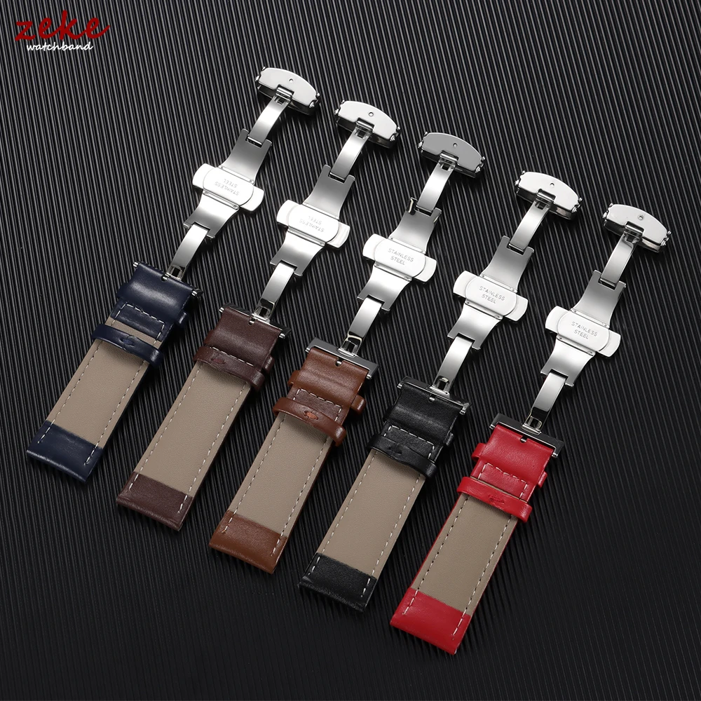 Genuine Leather Watchband 12/14/16/18/19/20/21/22mm Watch Strap for DW Butterfly Buckle Men's & Women's Business with Wooden Box image 5