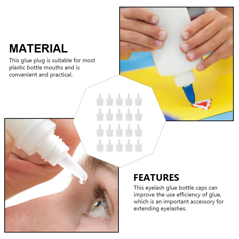 60 Stück Wimpernkleber-Flaschendüsen, Ersatzkappen, hochwertiges PP-Material, universelle Kleberflaschen-Mundspitzen für die Wimpernverlängerung