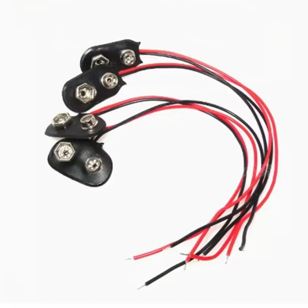10Pcs I / T Type Cable Battery Holder Clip Battery Holder Soft Hard Shell 9V Battery Snap Connector Snap on 9 Volt Battery Box
