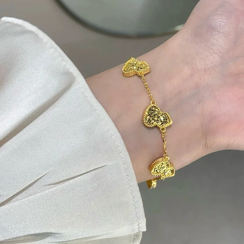 Mush Flash Light Luxury Jewelry Gold Shop Same Style Imitation GoldCNCJewelry No Color Fading Alluvial Gold Gourd Bracelet