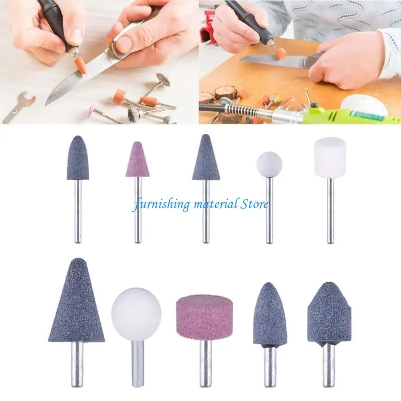 

Y5GD 10Pcs Abrasive Grinding Stone Rotary Accessories Buffing Point Set 1/4inch Shank